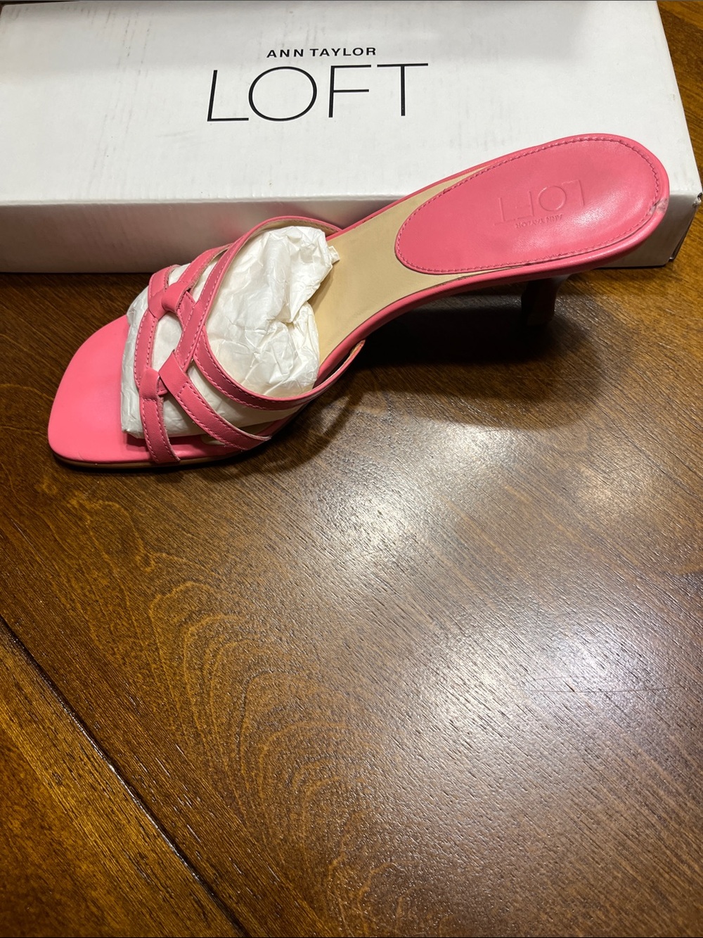 LOFT Coral Pink Strappy Mid-Heel Slide